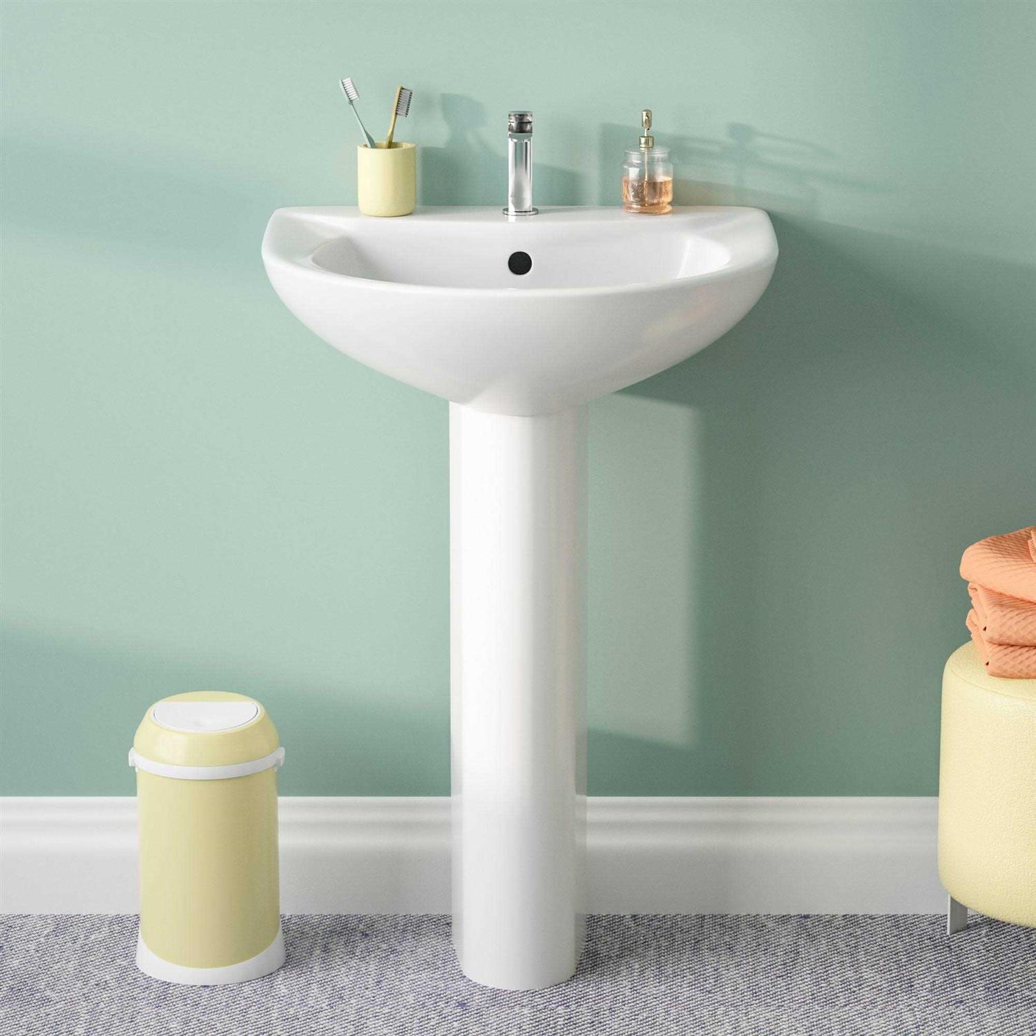 DeerValley DV-1P522 Dynasty 23 X 19 White Ceramic Pedestal Bathroom Sink With Overflow - Zenithce