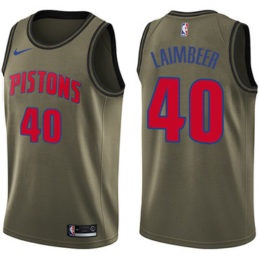 Pistons #40 Bill Laimbeer Green Salute to Service Swingman Jersey - Zenithce