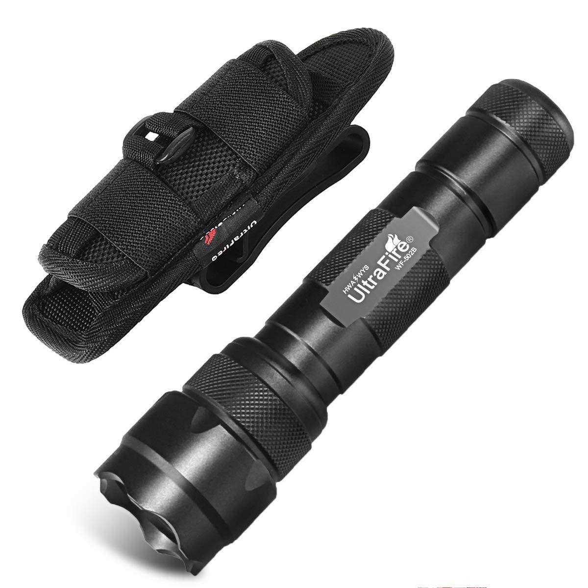 UltraFire WF-502B Single Mode Flashlight with Holster,1000 Mini Tactical LED Flashlight Duty Belt Holster - Zenithce