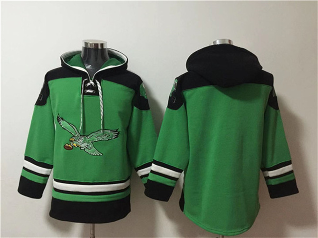 Philadelphia Eagles Blank Green Ageless Must-Have Lace-Up Pullover Hoodie - Zenithce