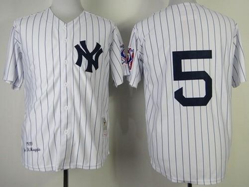 Mitchell And Ness 1939 Yankees #5 Joe DiMaggio White Throwback Stitched Jersey - Zenithce