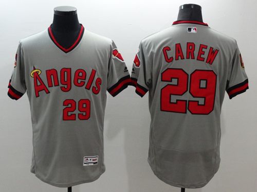Angels Of Anaheim #29 Rod Carew Grey Flexbase Authentic Collection Cooperstown Stitched Jersey - Zenithce