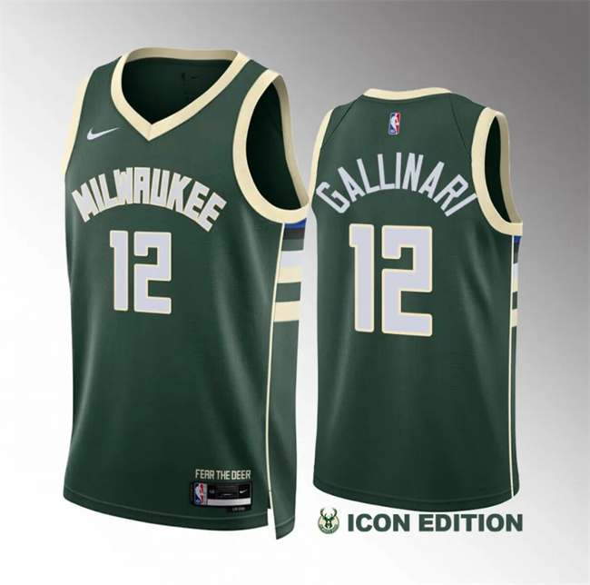 Milwaukee Bucks #12 Danilo Gallinari Green Icon Edition Stitched Jersey - Zenithce