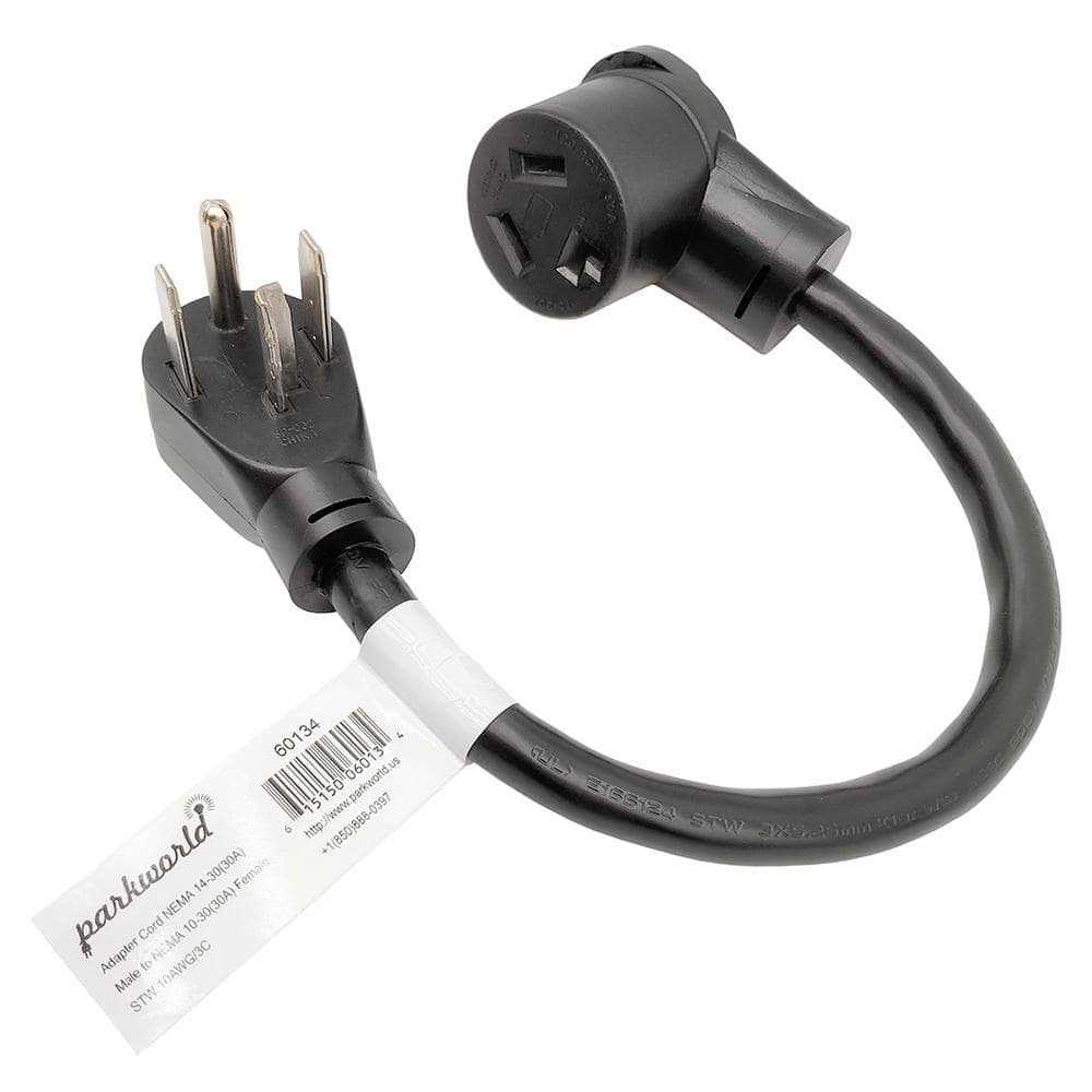 parkworld 1.5 ft. 10/3 3-Wire Dryer 3-Prong 10-30P Plug to 4-Prong Dryer 14-30R Female adapter cord - Zenithce