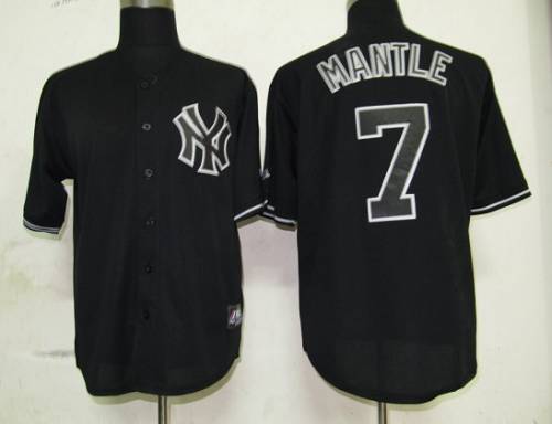 Yankees #7 Mickey Mantle Black Fashion Stitched Jersey - Zenithce
