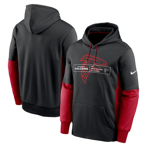 Atlanta Falcons Black Color Block Fleece Performance Pullover Hoodie - Zenithce