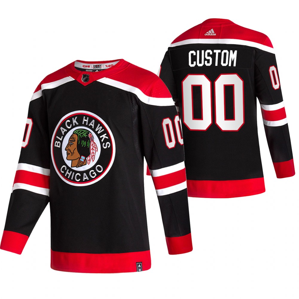 Chicago Blackhawks Custom Black 2020-21 Reverse Retro Alternate NHL Jersey - Zenithce