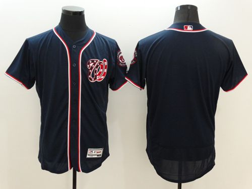 Nationals Blank Navy Blue Flexbase Authentic Collection Stitched Jersey - Zenithce