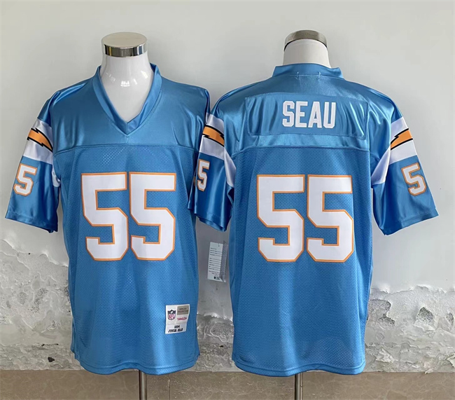 Los Angeles Chargers #55 Junior Seau Blue Throwback Stitched Jersey - Zenithce