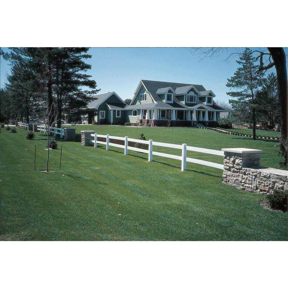 Outdoor Essentials 5 in. x 5 in. x 5 ft. Tan Vinyl Ranch 2-Rail Fence Post - Zenithce