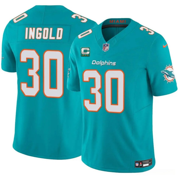 Miami Dolphins #30 Alec Ingold Aqua 2025 F.U.S.E. With 3-Star C Patch Vapor Limited Stitched Jersey - Zenithce
