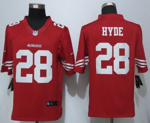 49ers #28 Carlos Hyde Red Team Color Stitched Limited Nike Jersey - Zenithce