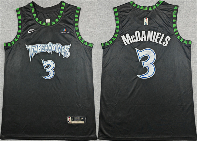 Minnesota Timberwolves #3 Jaden McDaniels Black 2025-26 Classic Edition Stitched jersey - Zenithce