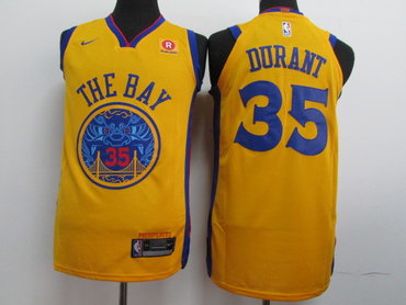 Golden State Warriors #35 Kevin Durant Gold City Edition Authentic Jersey - Zenithce