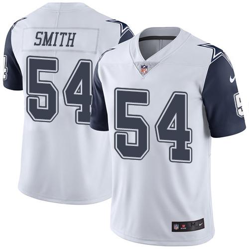 Cowboys #54 Jaylon Smith White Stitched Limited Rush Nike Jersey - Zenithce