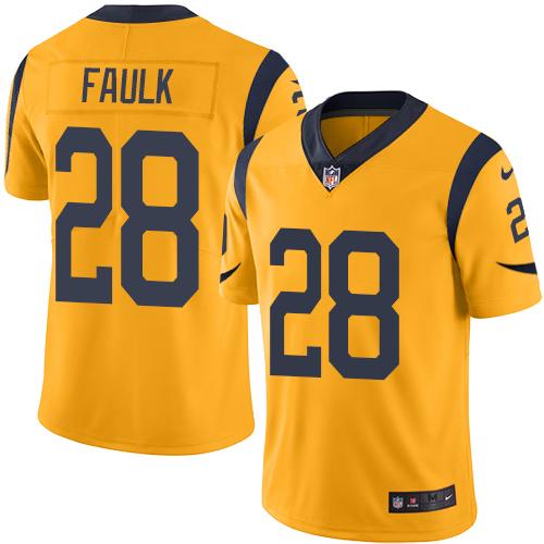 Rams #28 Marshall Faulk Gold Stitched Limited Rush Nike Jersey - Zenithce