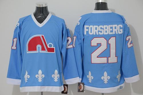 Nordiques #21 Peter Forsberg Light Blue CCM Throwback Stitched Jersey - Zenithce