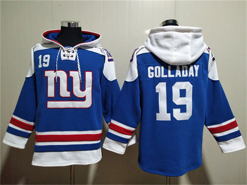 New York Giants #19 Kenny Golladay Blue Lace-Up Pullover Hoodie - Zenithce