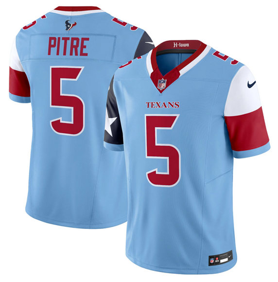 Houston Texans #5 Jalen Pitre Blue 2024 F.U.S.E. V5 Limited Stitched Jersey - Zenithce
