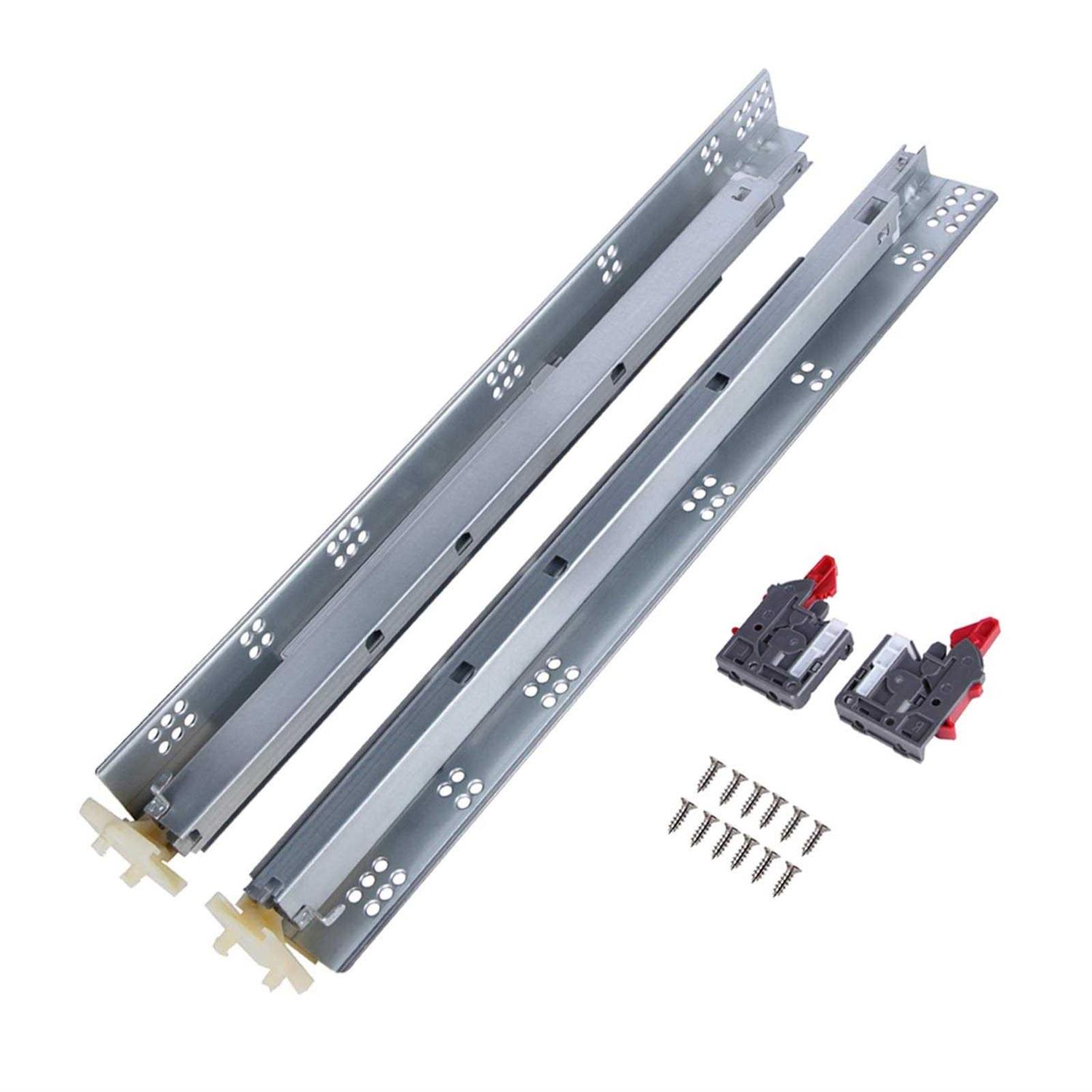 Home Building Store 4 pairs of Self Soft Close Under/Bottom Rear Mounting Drawer Slides 21inch Concealed Drawer Runners;Locking Devices;Rear Mounting - Zenithce