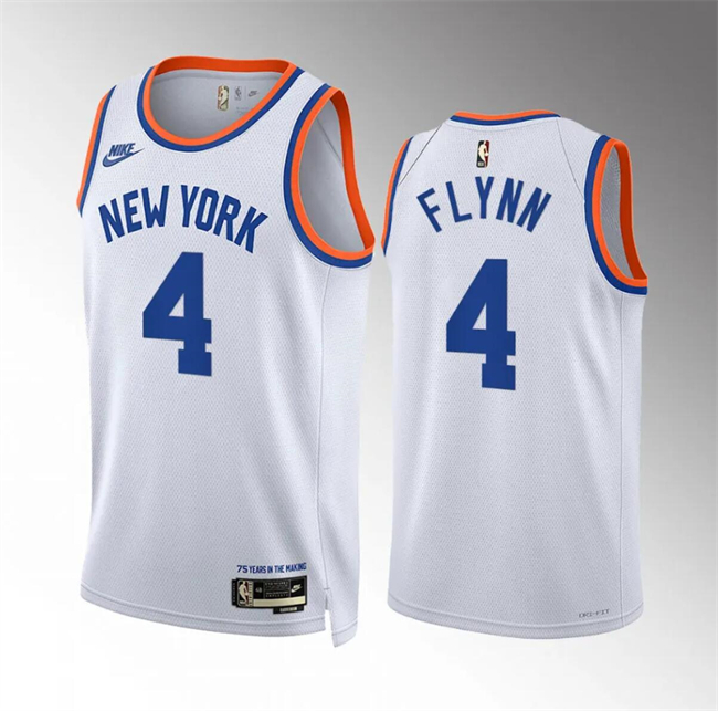 New York Knicks #4 Malachi Flynn White 2021-22 City Edition Stitched Jersey - Zenithce