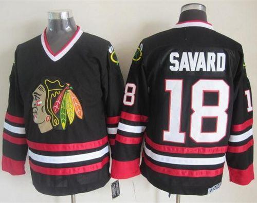Blackhawks #18 Denis Savard Black CCM Throwback Stitched Jersey - Zenithce