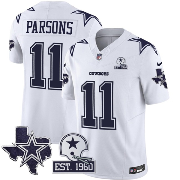Dallas Cowboys #11 Micah Parsons 2024 White F.U.S.E. With Established In 1960 Patch Stitched Jersey - Zenithce