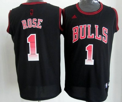 Chicago Bulls #1 Derrick Rose 2012 Vibe Black Fashion Jersey - Zenithce