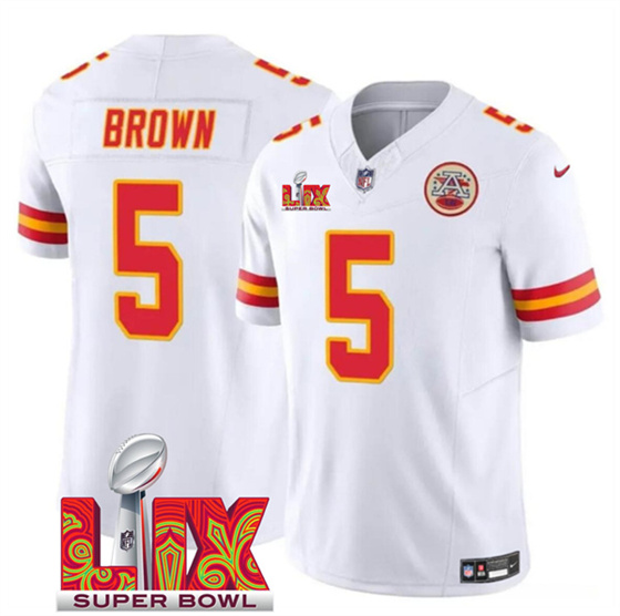 Kansas City Chiefs #5 Hollywood Brown White 2025 F.U.S.E. Super Bowl LIX Patch Vapor Untouchable Limited Stitched Jersey - Zenithce