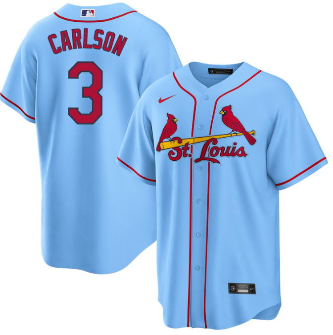 St. Louis Cardinals #3 Dylan Carlson Blue Cool Base Stitched Jersey - Zenithce