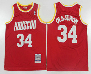 Houston Rockets #34 Hakeem Olajuwon 1993-94 Red Hardwood Classics Soul Swingman Throwback Jersey - Zenithce