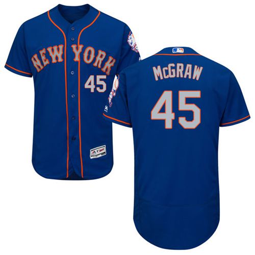 Mets #45 Tug McGraw Royal Gray Flexbase Authentic Collection Stitched Jersey - Zenithce