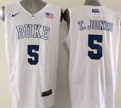 Duke Blue Devils #5 Tyus Jones 2015 White Jersey - Zenithce