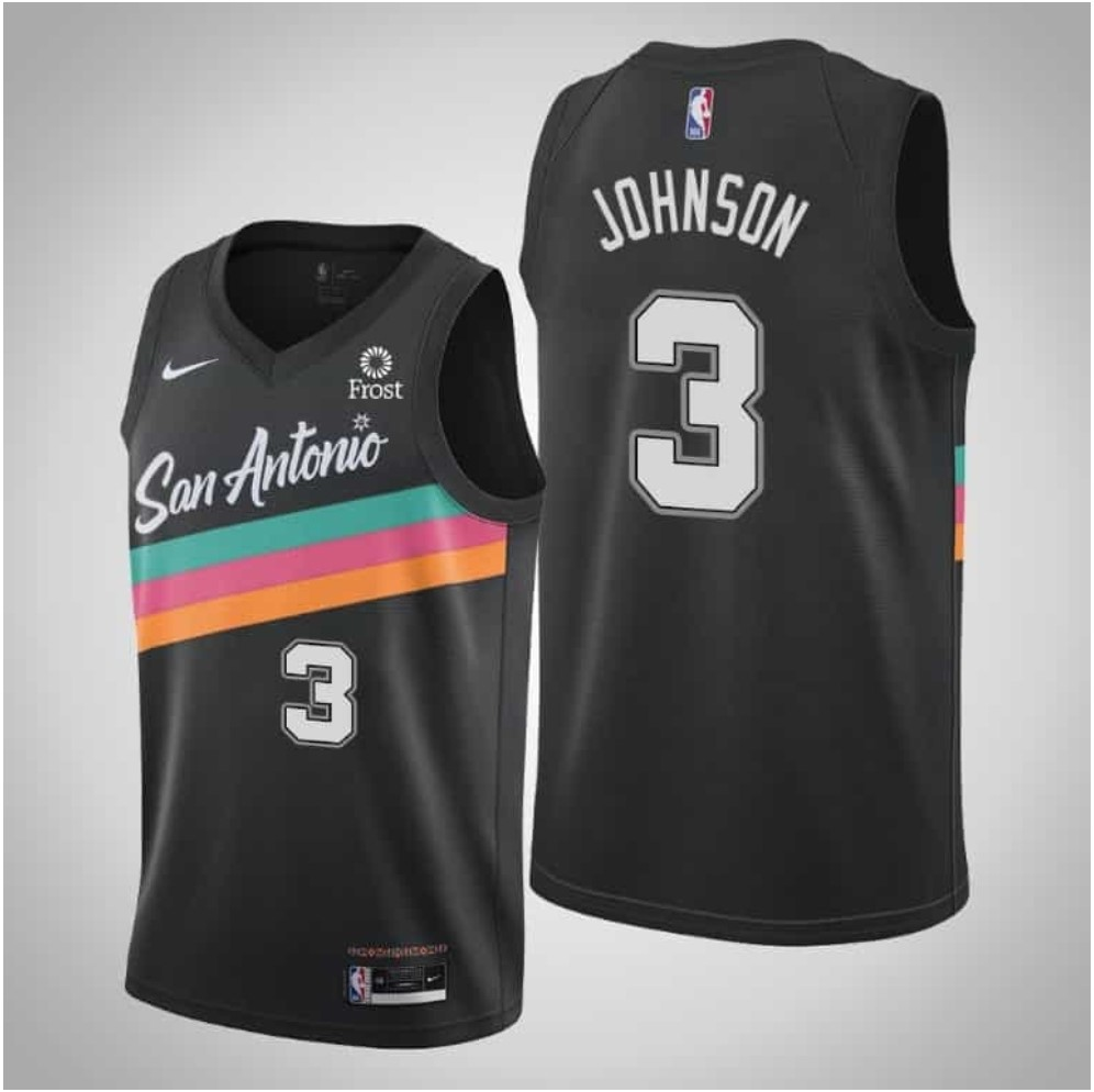 San Antonio Spurs #3 Keldon Johnson Black 2021 City Edition Swingman Stitched Jersey With The NEW Sponsor Logo - Zenithce