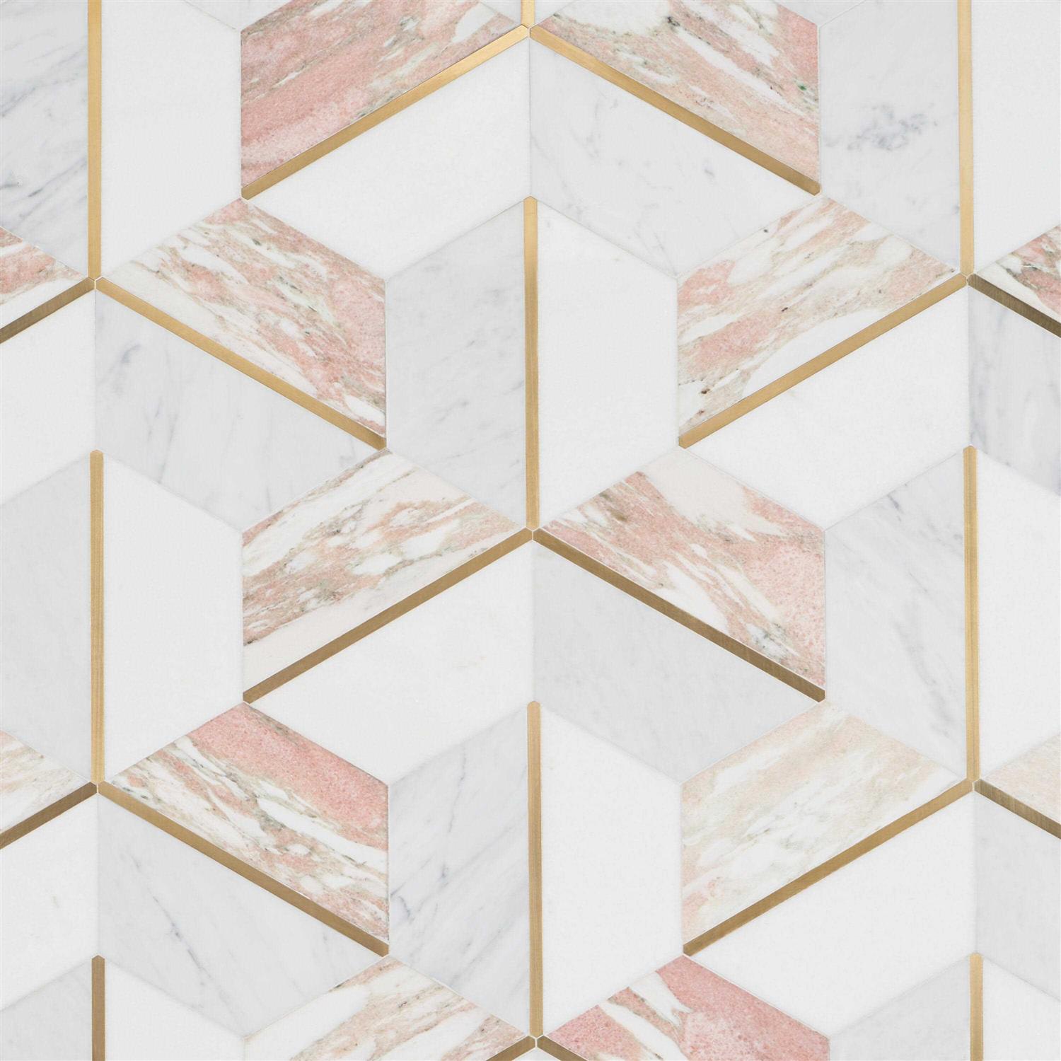 Ivy Hill Tile Timbira Polished Marble and Brass Wall Mosaic Tile - Zenithce
