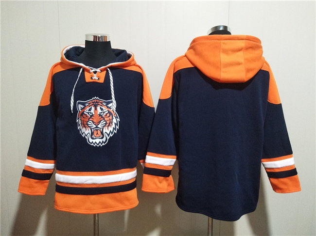 Detroit Tigers Blank Navy Lace-Up Pullover Hoodie - Zenithce