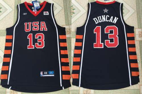 2004 Olympics Team USA #13 Tim Duncan Navy Blue Stitched Reebok Swingman Jersey - Zenithce