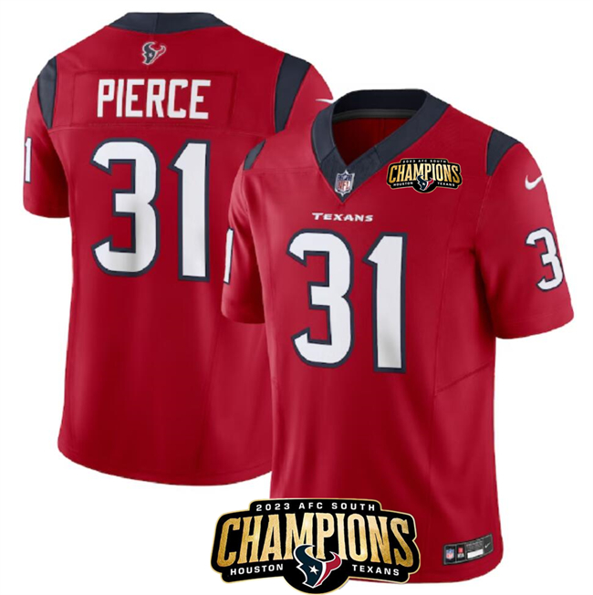 Houston Texans #31 Dameon Pierce Red 2023 F.U.S.E. AFC South Champions Patch Vapor Untouchable Limited Stitched Jersey - Zenithce