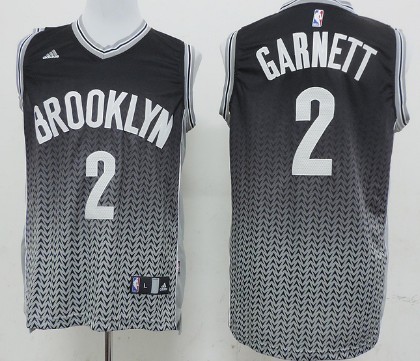 Brooklyn Nets #2 Kevin Garnett Black/White Resonate Fashion Jersey - Zenithce