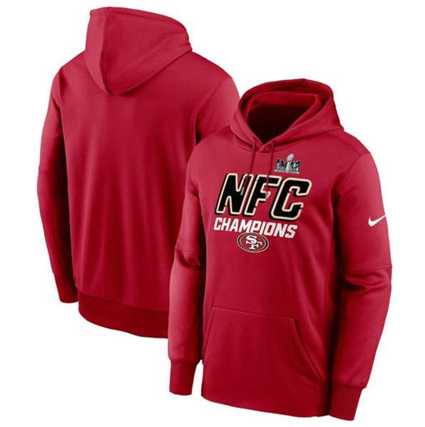 San Francisco 49ers Scarlet 2023 NFC Champions Iconic Pullover Hoodie - Zenithce