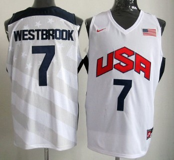2012 Olympics Team USA #7 Russell Westbrook Revolution 30 Swingman White Jersey - Zenithce