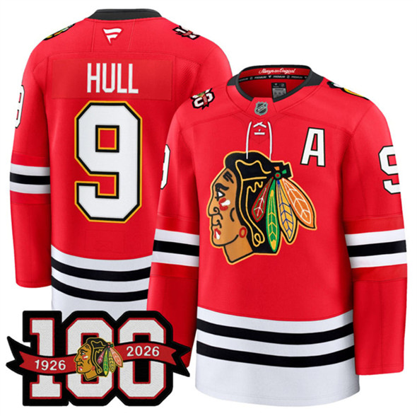 Chicago Blackhawks #9 Bobby Hull Red 2025 Home 100th Anniversary Stitched Jersey - Zenithce