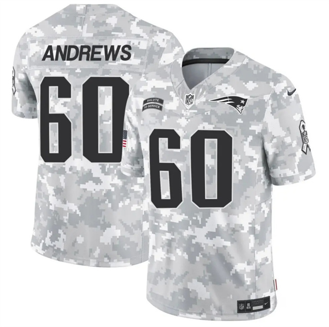 New England Patriots #60 David Andrews 2024 F.U.S.E. Arctic Camo Salute To Service Limited Stitched Jersey - Zenithce