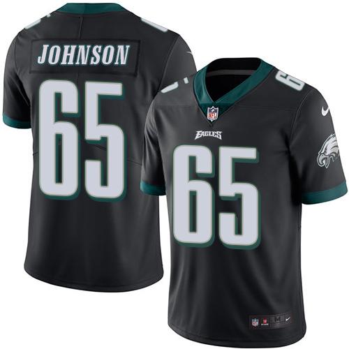 Eagles #65 Lane Johnson Black Stitched Limited Rush Nike Jersey - Zenithce
