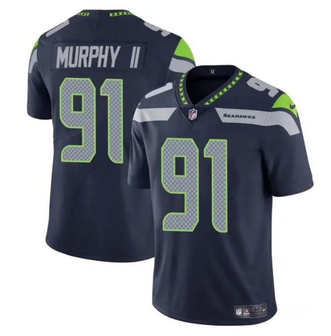 Seattle Seahawks #91 Byron Murphy II Navy 2024 Draft Vapor Limited Stitched Jersey - Zenithce