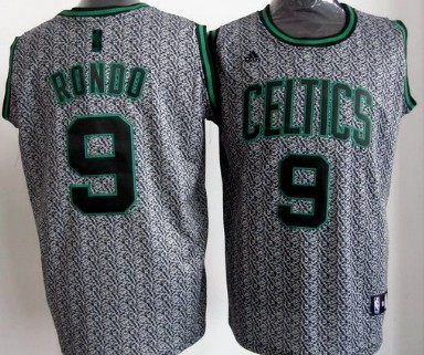 Boston Celtics #9 Rajon Rondo Gray Static Fashion Jersey - Zenithce