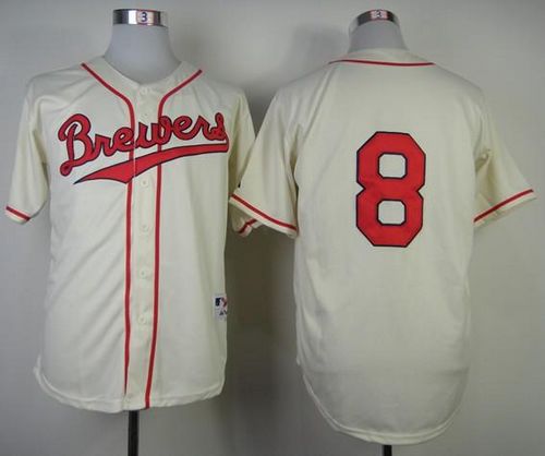 Brewers #8 Ryan Braun Cream 1948 Turn Back The Clock Stitched Jersey - Zenithce