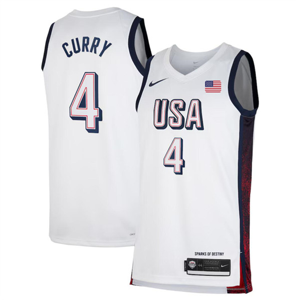USA #4 Stephen Curry White 2024 Swingman Stitched Jersey - Zenithce