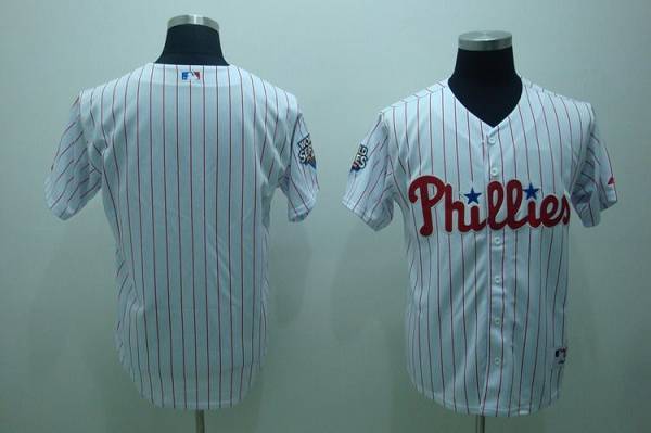 Phillies Blank Stitched White Red Strip Jersey - Zenithce