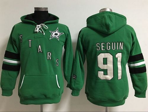 Dallas Stars #91 Tyler Seguin Green Women's Old Time Heidi Hoodie NHL Hoodie - Zenithce